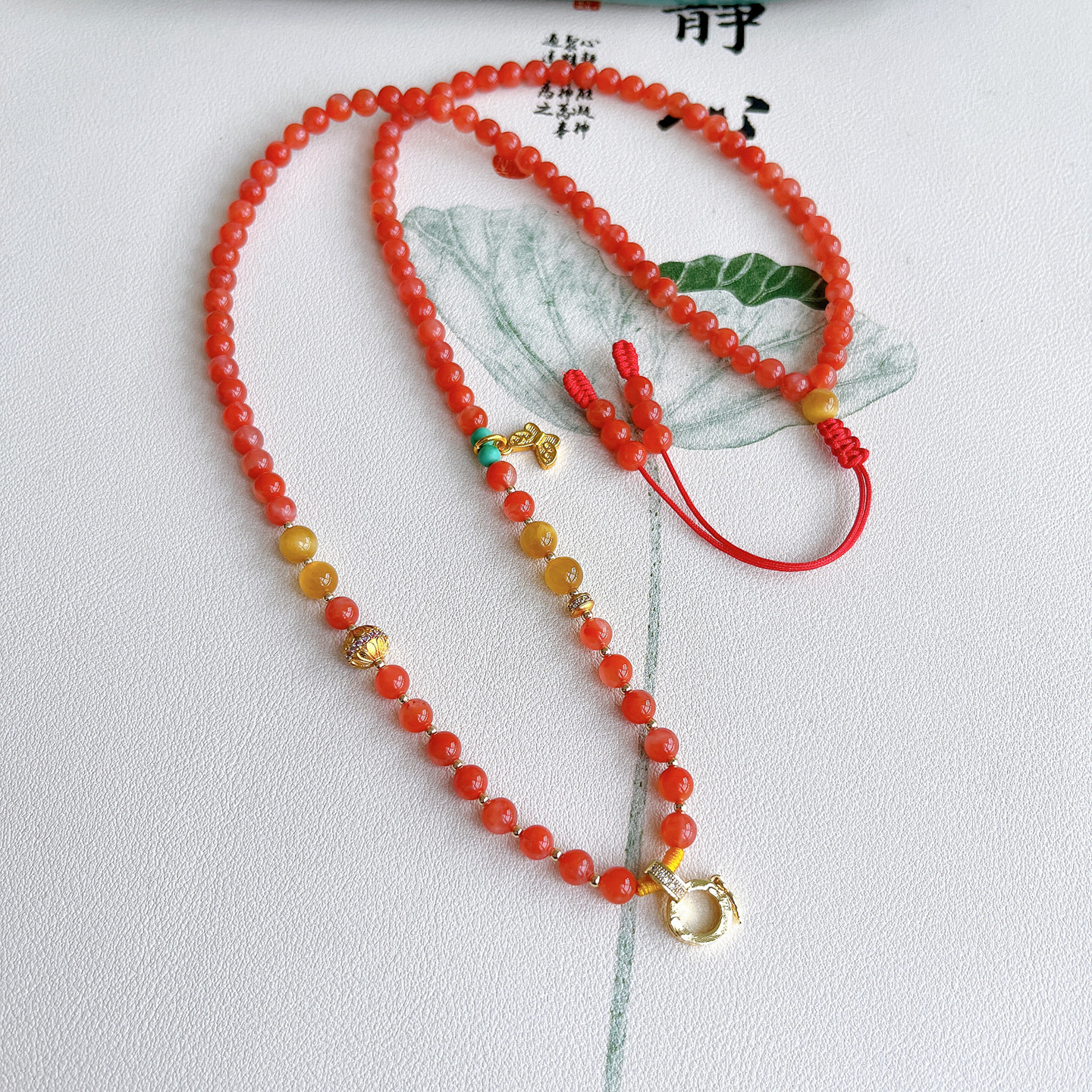 天然南红玛瑙珠链万用扣绳子泰式风小米珠子项链可穿吊坠佛公挂绳