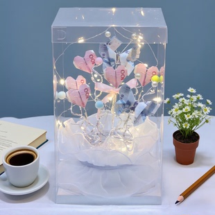 【原创】有钱花礼盒diy材料包生日礼物送女友蝴蝶爱心钞票花束盒