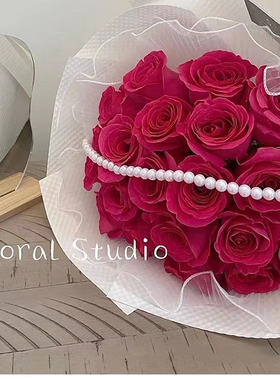 小香风花束珍珠链花束珍珠蝴蝶结