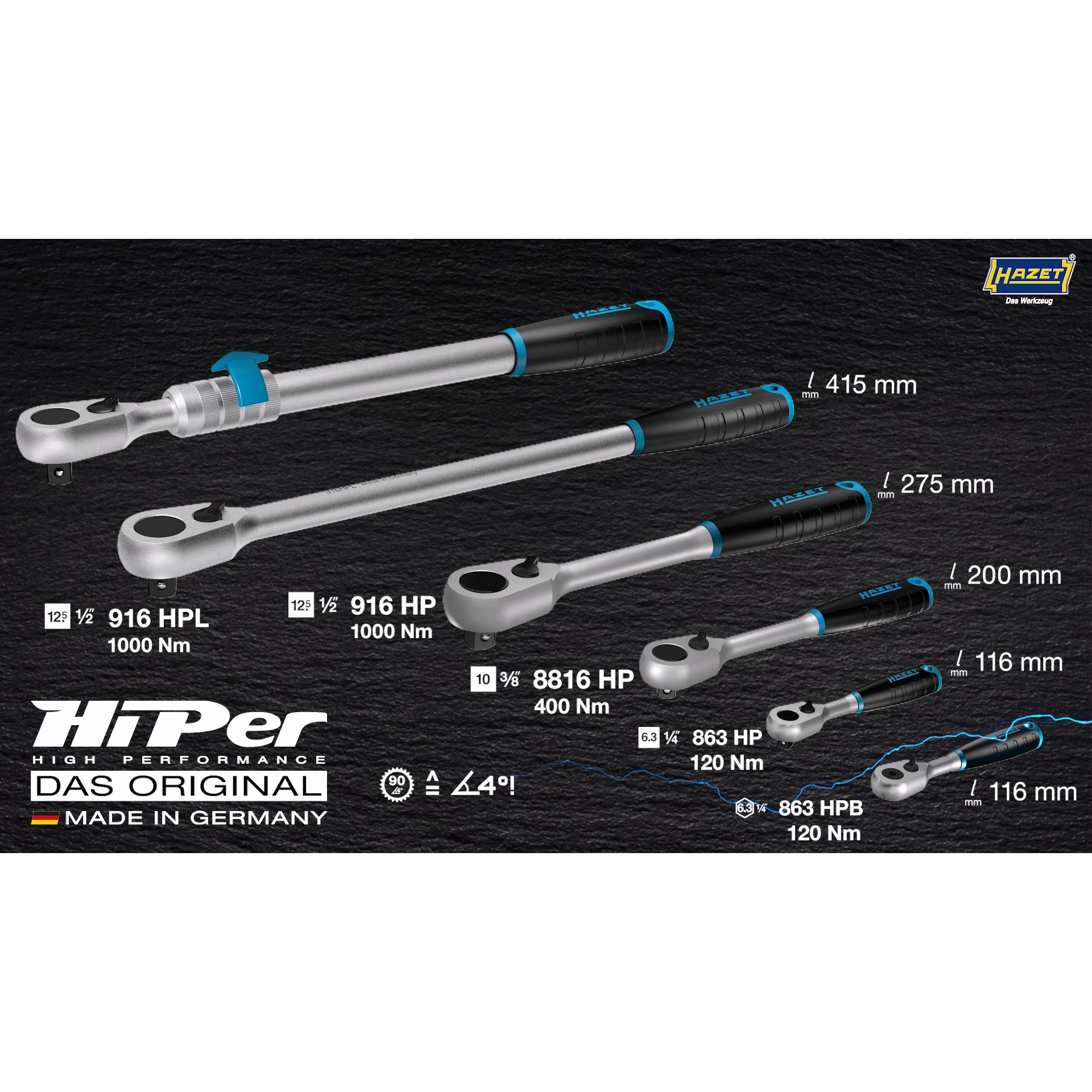 HAZET德国哈蔡特863HP 8816HP 916HP棘轮扳手小飞中飞大飞大扭矩