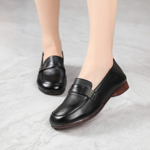 真皮舒适软鞋子防滑女单鞋
