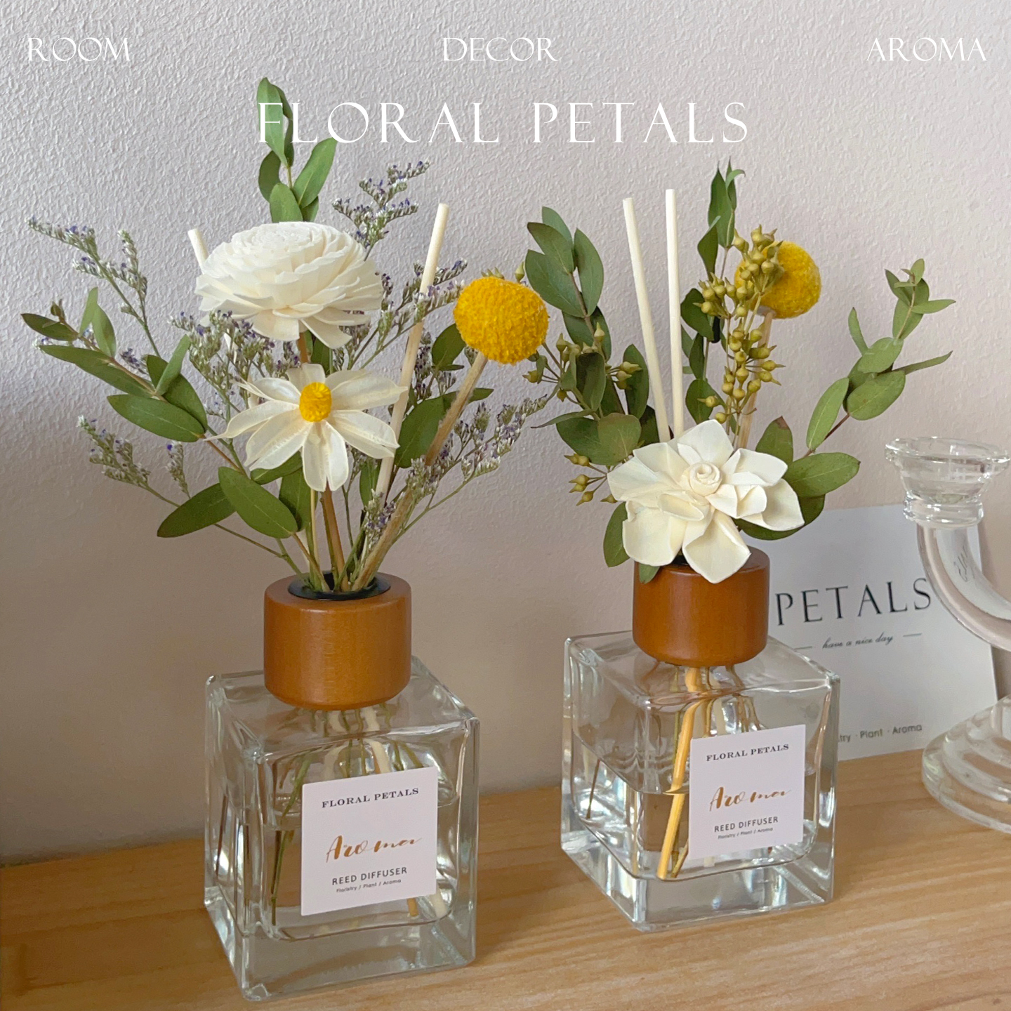 栀子花白茶干花香薰室内持久摆件