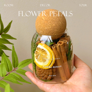 饰家居摆件乔迁教师礼物 聚财能量瓶肉桂生财招财瓶干花花束桌面装