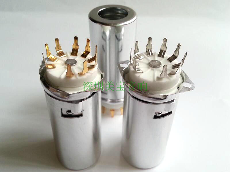 陶瓷9脚电子管座GZC9-F-Y-55带罩 镀锡 镀金 PCB脚 A大底头