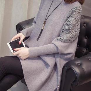 针织打底衫蝙蝠衫宽松中长款遮屁股配鲨鱼裤的上衣打底衫毛衣外套