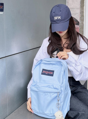 JanSport双肩包奶黄色米白色男女背包休闲电脑包4QUT雾霾蓝蜜蜡粉