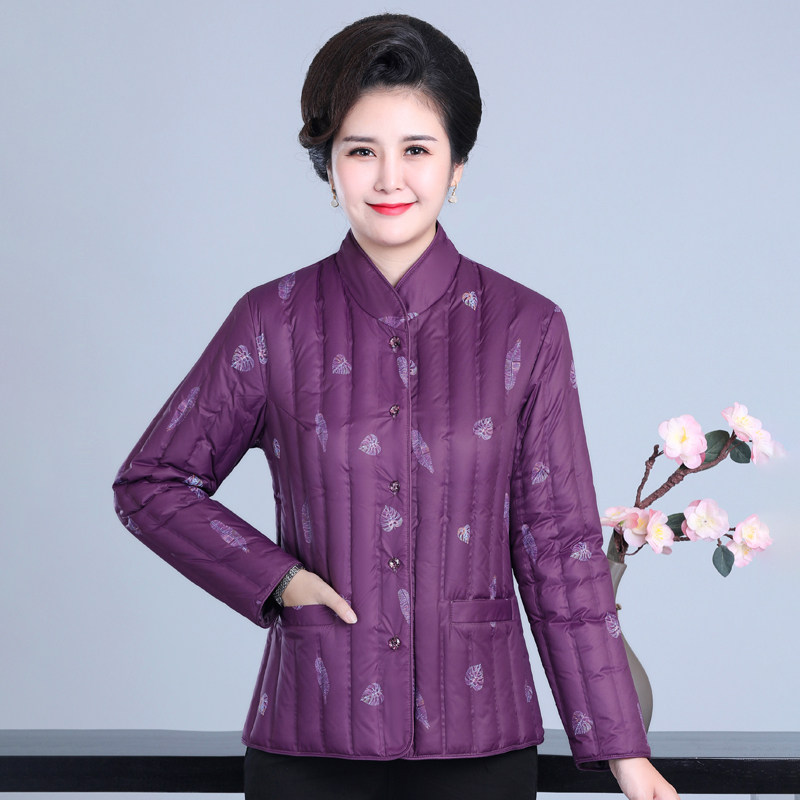 中老年人羽绒服女奶奶冬装内胆老人上衣妈妈装保暖小棉袄花色外套