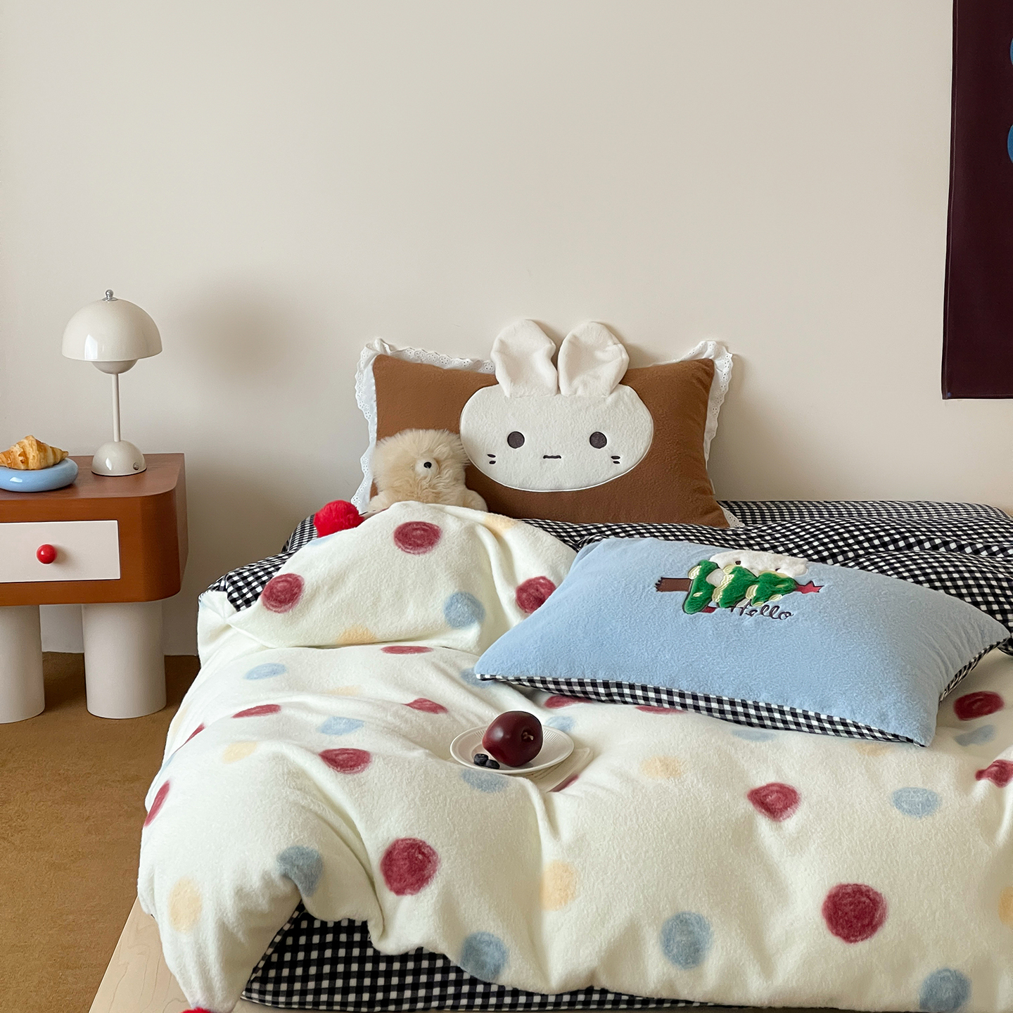 棉之朴.新款仿羊毛绒卡通可爱立体双面绒四件套1.宿舍防静电床品