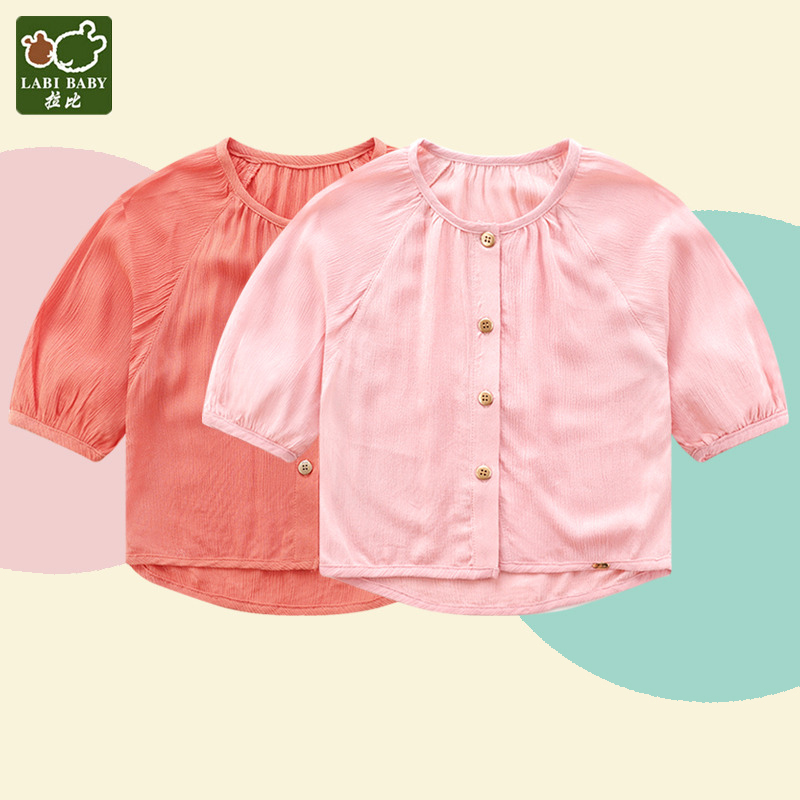 女童衬衫短袖洋气夏季薄款外出服