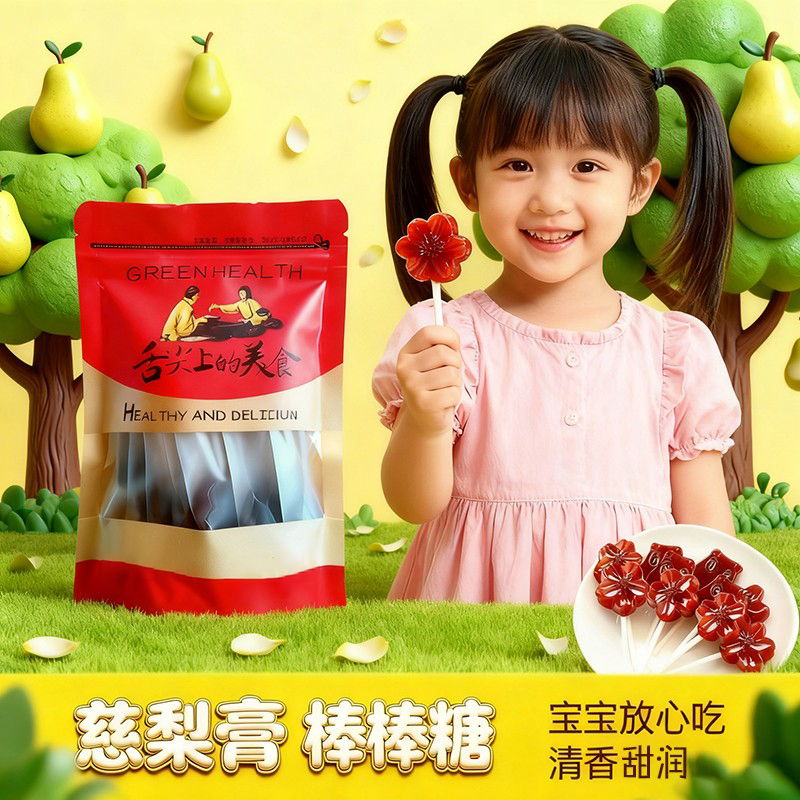 莱阳慈梨膏棒棒糖纯手工自制儿童宝宝零食梨膏糖营养袋装咳嗽
