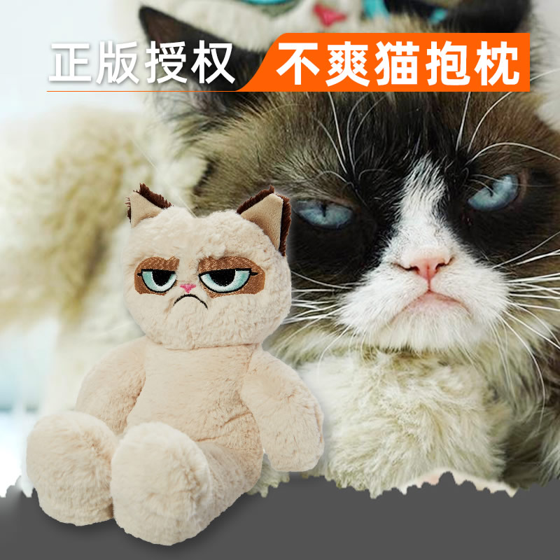 Grumpy Cat不爽猫臭脸猫网红猫玩具狗玩具毛绒抱枕公仔发声抓咬具