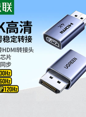 绿联dp转hdmi转接头4k高清连接