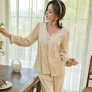 睡衣宫廷风少女家居服蕾丝花边套装 海岛绒长袖 新款 逸尔乐专柜冬季