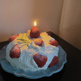 饰粉色香薰圣诞卡通仿真水果红色可爱草莓造型烘焙生日蜡烛 蛋糕装