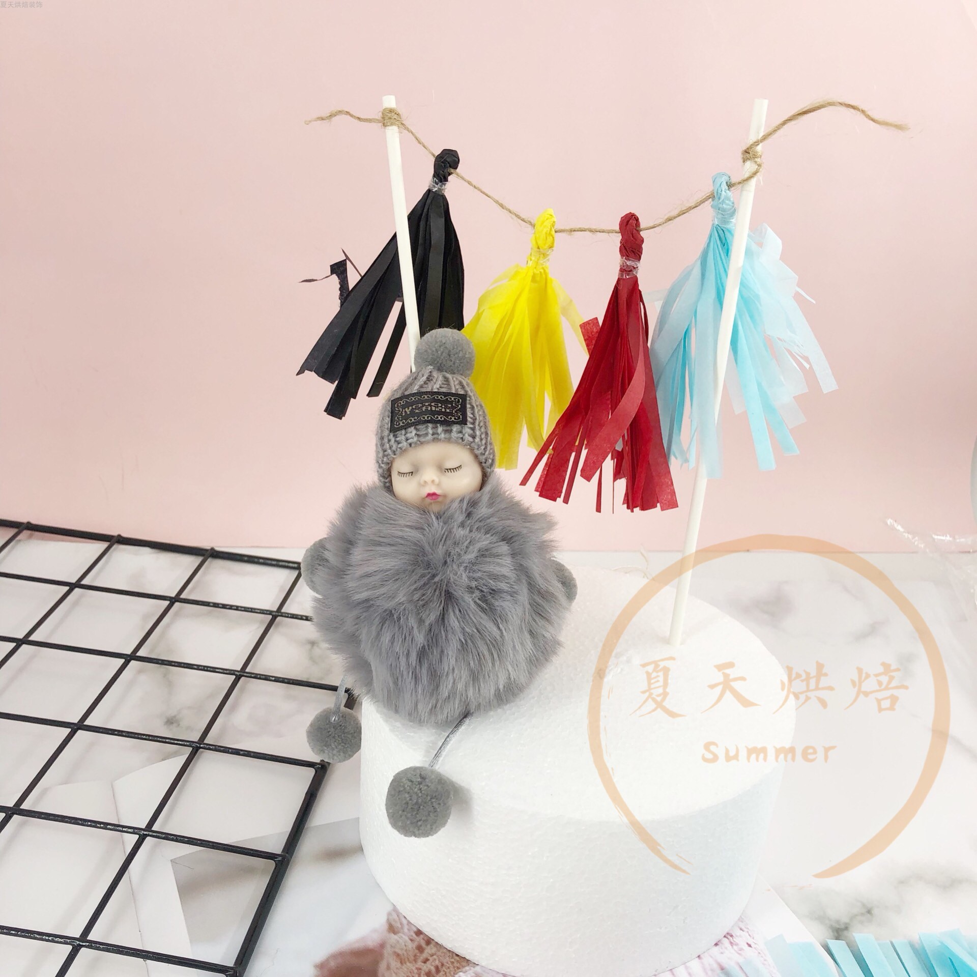 蛋糕装饰睡眠宝宝毛绒玩偶小公仔