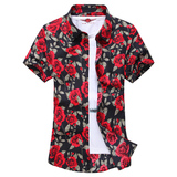 2025休闲花衬衫一直有货大码衬衣沙滩涤棉衫短袖6862P30M-7XL码，男装T恤，星座1106