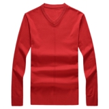 秋季毛衣长袖加大加肥针织抽条V领纯色套头休闲中青年9882P60，男装针织衫/毛衣，星座1106