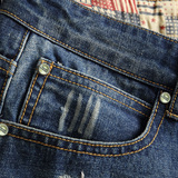 24休闲五分乞丐裤青年破洞牛仔短裤男外穿裤复古怀旧潮牌7079P45，男装牛仔裤，星座1106