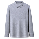 加厚全棉珠地商务纯色翻领大码加肥宽松长袖T恤2817P65挂拍，男装T恤，星座1106