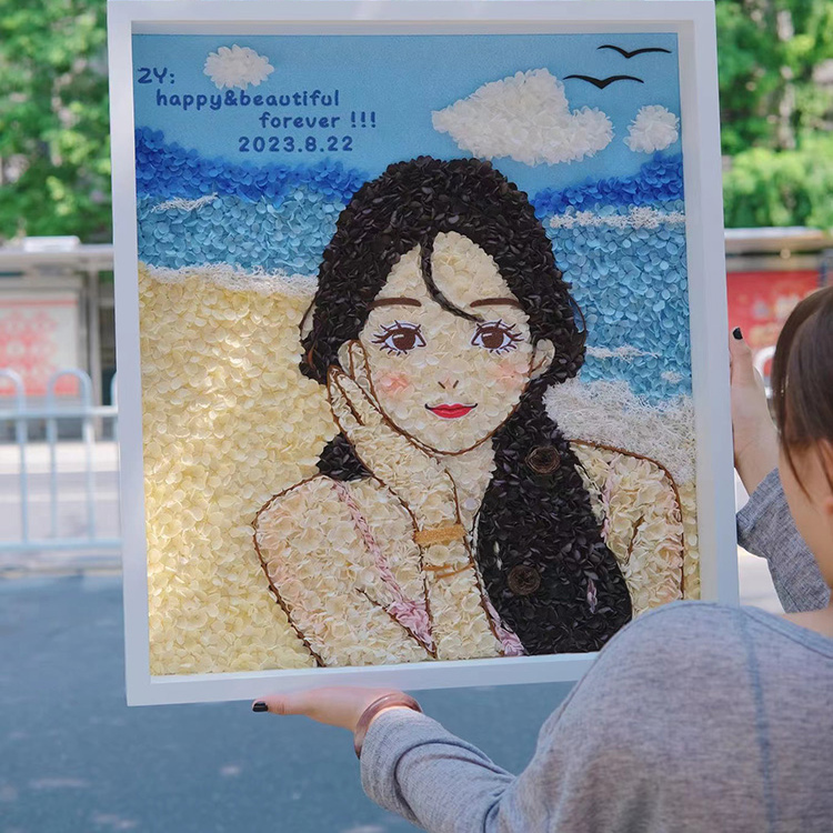 永生花真花相框画框送女友闺蜜