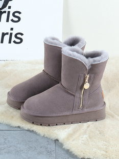 东北大棉鞋 纯羊毛雪地靴女中筒厚底侧拉链羊皮毛一体2025冬季 新款