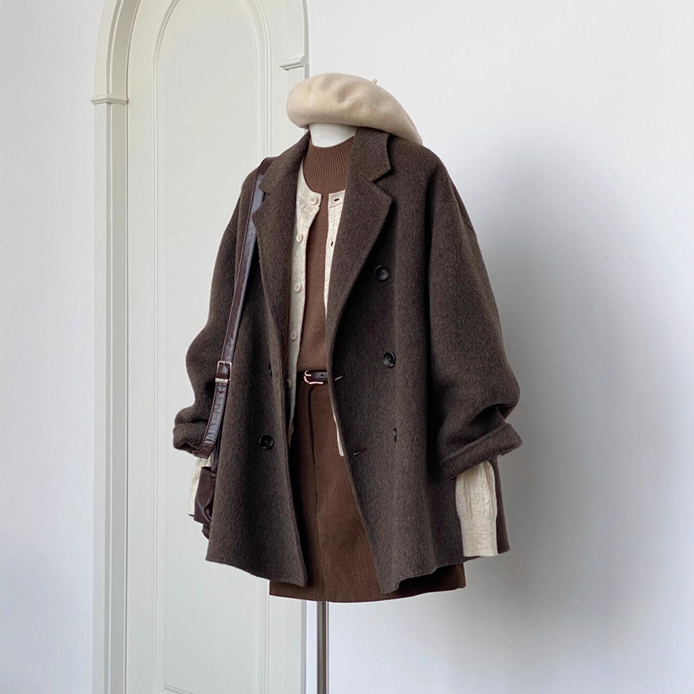 西装毛呢外套女短款小个子2026新款秋冬季感加厚羊绒呢子大衣百搭