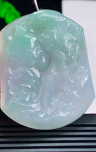 天然A货翡翠冰绿生肖虎玉佩男女翡翠玉石挂件玉坠玉佩翡翠虎玉牌