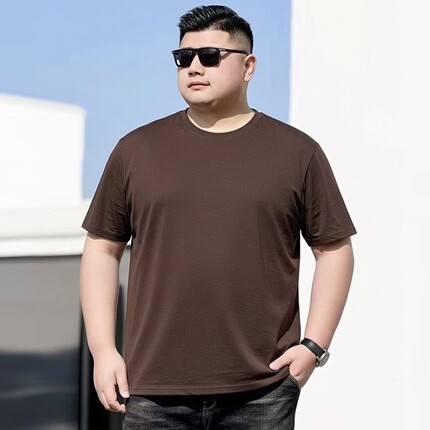 特大码短袖t恤宽松男加肥加大胖子正肩半袖上衣薄款纯棉体恤300斤