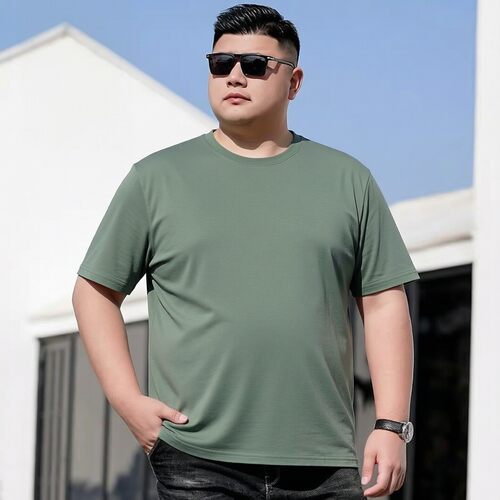 男士纯棉大码宽松纯色短袖T恤衫