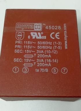 MYRRA 45028 6VA 2x15V 230V全新原装进口稳压电源整流隔离变压器