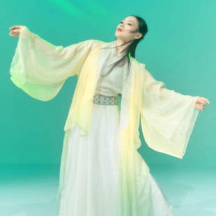 SOSO佳青绿外披广袖戏文说服装演出舞蹈服长干寺古典舞练功纱衣女