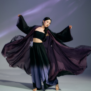 SOSO佳黑紫国风爵士古典舞飘逸舞蹈演出服中国风舞服仙气大纱衣