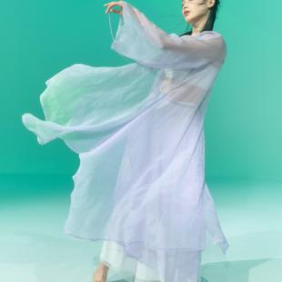 SOSO佳紫罗兰新国风不规则中国舞飘逸轻薄纱裙舞蹈纱衣古典舞国风