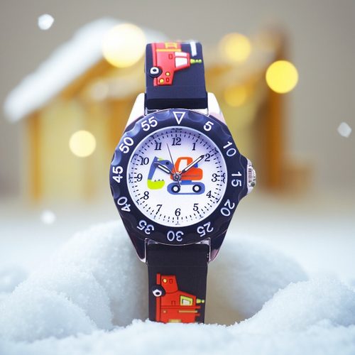 可爱卡通小巧挖掘机儿童手表男孩幼儿园学生石英防水韩版电子腕表