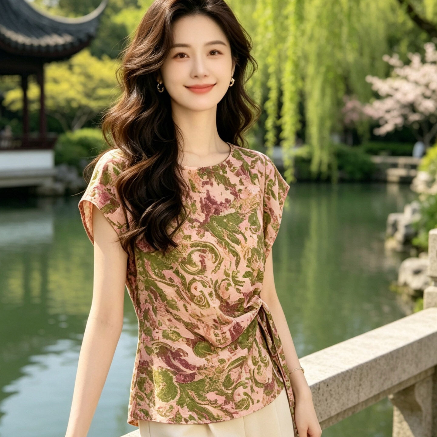 胖mm大码精致女装上衣女时尚洋气时髦真丝桑蚕丝女轻奢高级感短袖