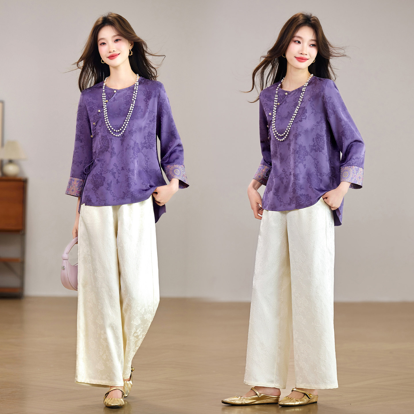 2026年新款女装套装小个子春天新款中式中国风上衣女时尚洋气时髦
