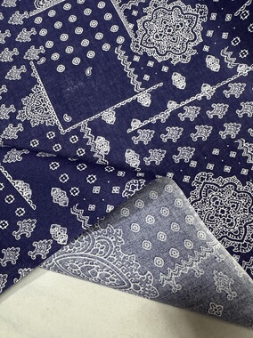 日产纯棉深蓝色复古花墙幅宽110cm一米115克衬衫裙子手工9元半米