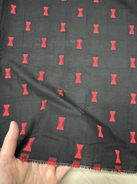 日单黑色纯棉提花蝴蝶结幅宽112cm一米130克9元半米