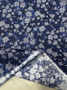 纯棉深蓝底织花碎花幅宽145cm一米160克衬衫 半米 裙子手工10元
