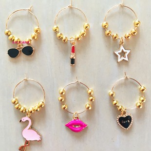 出口创意酒杯环金属酒杯标记圈杯子标签个性茶杯子区分器聚会酒签