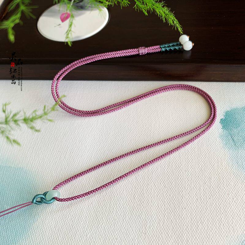 新款手工编织项链绳儿童小孩翡翠平安扣吊坠挂绳和田玉黄金挂脖女