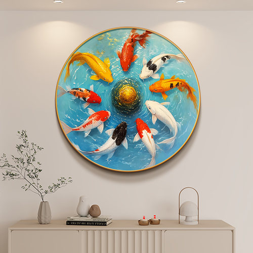 九鱼玄关装饰画简约现代