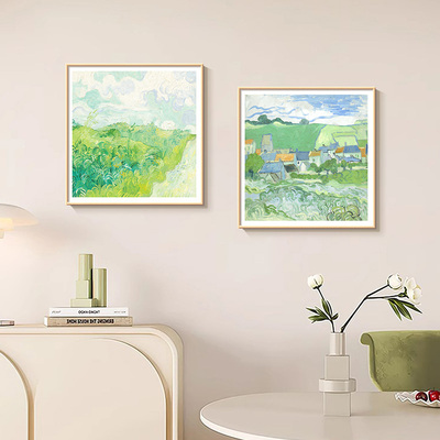 春色花海奶油风客厅餐厅壁画