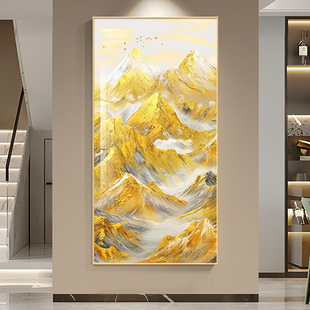 背靠金山别墅挑高客厅装饰画家有靠山玄关挂画轻奢油画楼梯间壁画