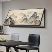 背有靠山餐厅电表箱装饰画新中式横版大尺寸挂画总电源开关遮挡画