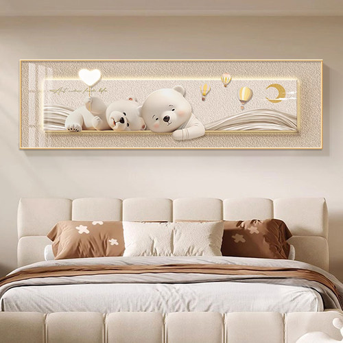 暴力熊儿童房间奶油风卧室装饰画