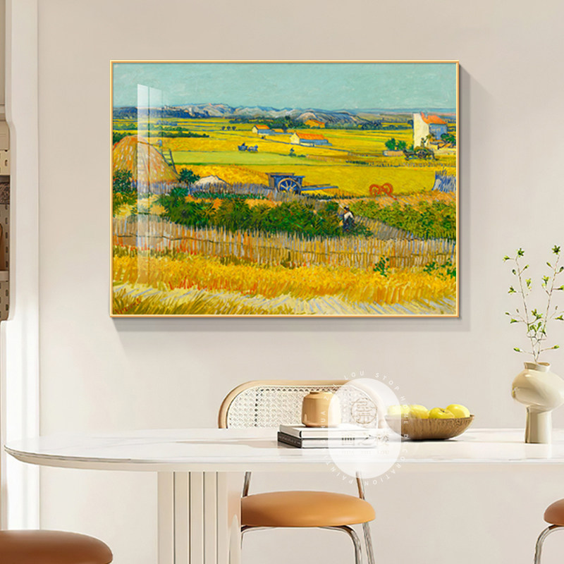 梵高丰收装饰画饭厅壁画客厅沙发背景墙挂画卧室餐厅玄关轻奢油画,家居饰品,现代装饰画,淘宝优惠券,粉丝福利购,淘宝优惠卷