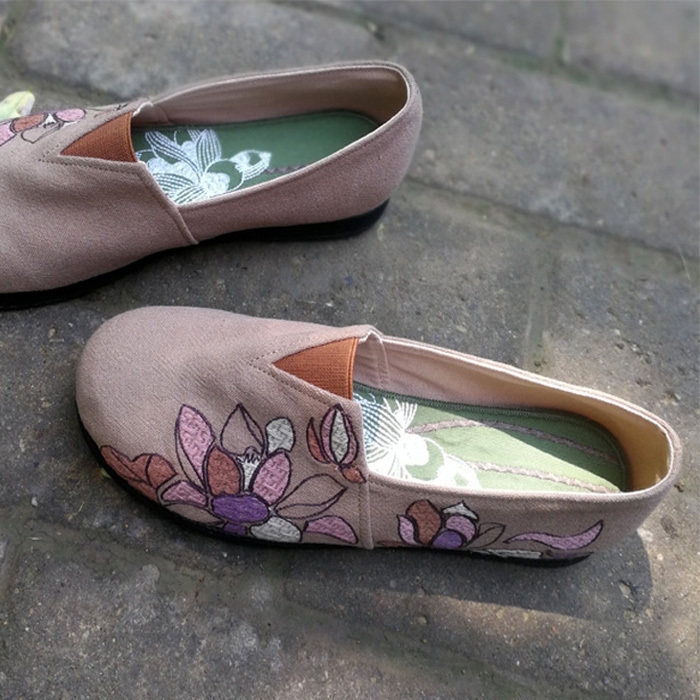 九天莲池新款棉麻女鞋老北京千层底民族风复古绣花布鞋平底一脚蹬,女鞋,传统布鞋,淘宝优惠券,粉丝福利购,淘宝优惠卷