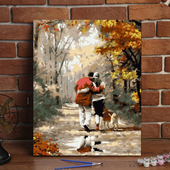 diy数字油画客厅风景花卉动漫人物填色手绘大幅装 林间散步 饰画