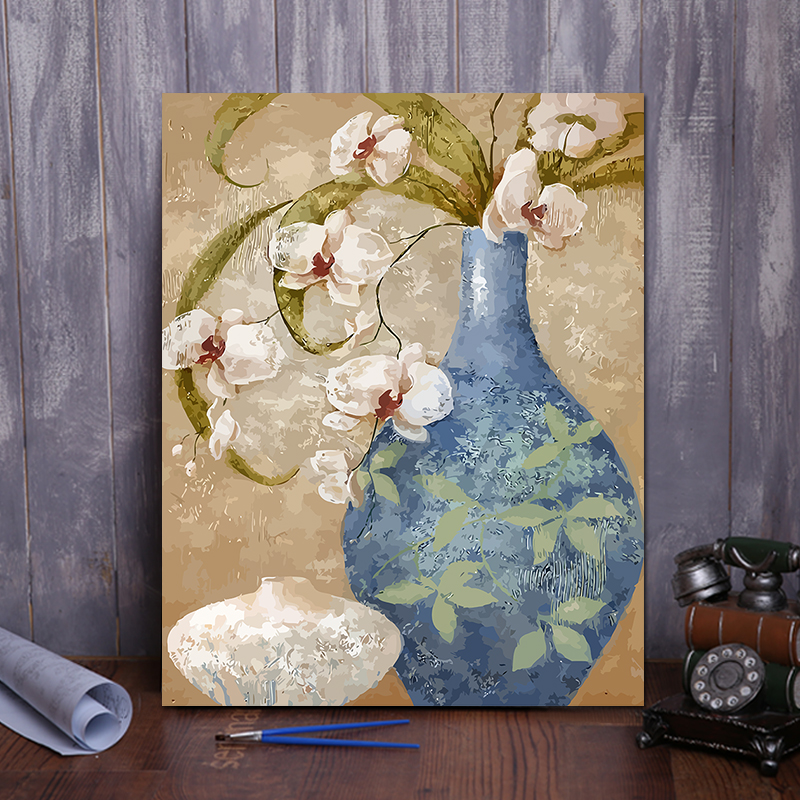 diy数字油画 客厅风景花卉动漫人物手绘定制填色装饰画 花卉0018图片
